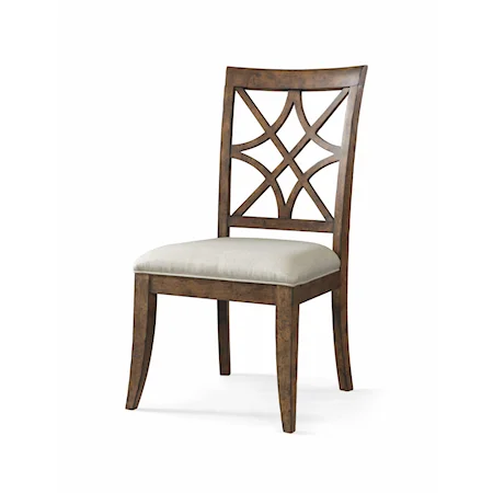 Nashville Side Chair with Lattice Back and Upholstered Seat